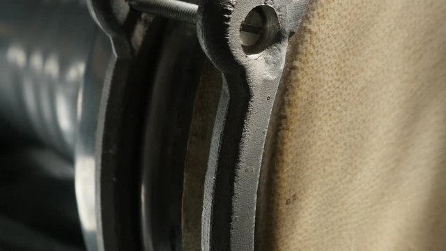 Tarabuka chalice fine leather membrane details 4K 2160p 30fps UltraHD tilting footage - Metal goblet drum playing surface slow tilt 3840X2160 UHD video 