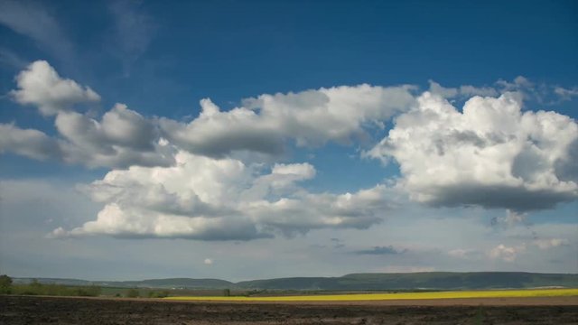 Time Lapse of blue sky with clouds. Moving clouds.