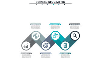 Business data visualization. Process chart. Abstract elements of graph, diagram with 6 steps, options, parts or processes. Vector business template for presentation. Concept for infographic.Vector
