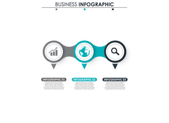 Business data visualization. Process chart. Abstract elements of graph, diagram with 3 steps, options, parts or processes. Vector business template for presentation. Concept for infographic.Vector