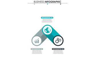 Business data visualization. Process chart. Abstract elements of graph, diagram with 3 steps, options, parts or processes. Vector business template for presentation. Concept for infographic.Vector
