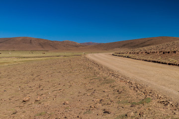 Road at Aguanapampa area at bolivian Altiplano
