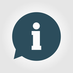 Info speech bubble symbol. Flat design style.