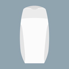 White Bottle of shampoo or cream with lid. Skin care or hair wash and protection. Vector illustration
