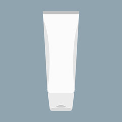 White Tube of cream or toothpaste with lid. Skin care or dental protection. Vector illustration