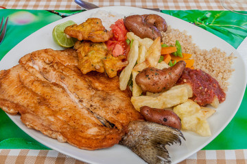 Meal in Bolivia - fried fish