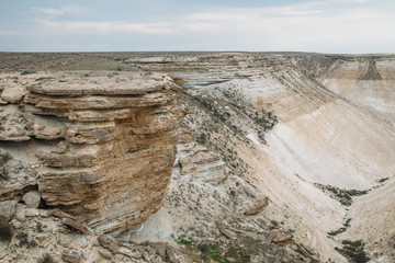 The ravine on the plateau of Ustyurt, Kazakhstan
