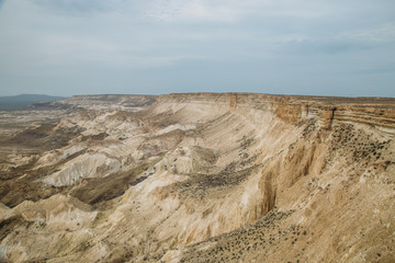 The break at the edge of the plateau of Ustyurt, cliffs, chinks, Kazakhstan