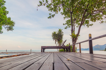 Terrace bar resort in tropical sea beach at Koh Chang, Thailand