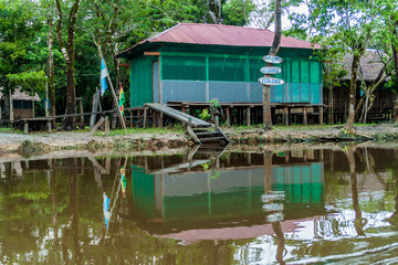 Riverside tourist lodge on river Yacumo, used for Pampa animal watching tours, Bolivia.