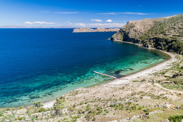 Fototapeta na wymiar Isla del Sol (Island of the Sun) in Titicaca lake, Bolivia