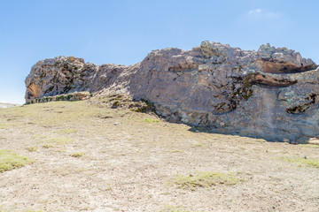 Titi Kharka (Rock of the Puma) at Isla del Sol (Island of the Sun) in Titicaca lake, Bolivia