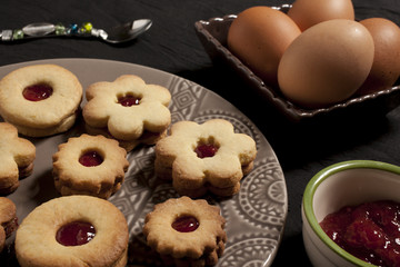 biscuits with jam - dark background