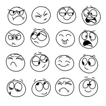 Set Of Handmade Emoticons, Emotion,  Feelings, Experience For Icons