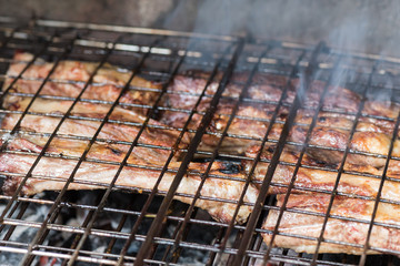 Cooked tasty mixed grilled meat