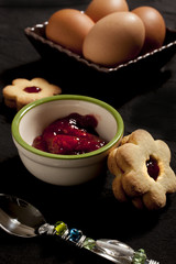 biscuits with jam - dark background