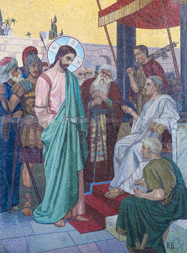 Mosaic of Jesus and Pontius Pilate on Good Friday