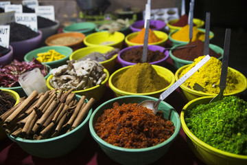 Spices on the market for cooking