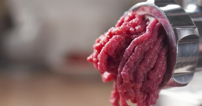 Still shot of mincing beef meat with copy space, 4k 60fps prores footage