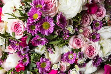 beautiful bouquet of bright flowers close up