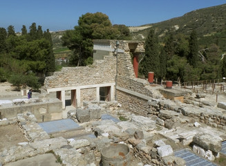Fototapeta na wymiar The Ancient Palace and Archaeological Site of Knossos, UNESCO World Heritage Site on Crete Island, Greece 