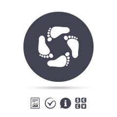 Baby footprints icon. Child barefoot steps.