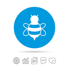 Bee sign icon. Honeybee or apis symbol.