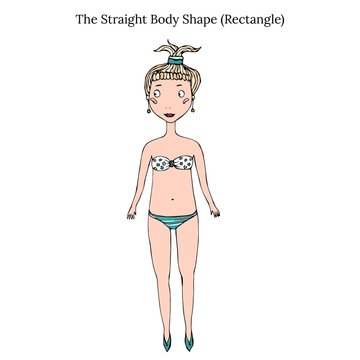 Straight or Rectangle Body Shape Sketch. Hand Drawn Vector Illustration Isolated on a White Background.