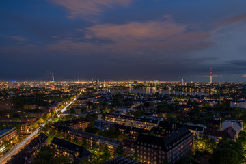Fototapeta na wymiar Hamburg, Germany, panorama at night