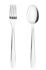 fork, spoon, clipping path, cutlery on white background, isolated