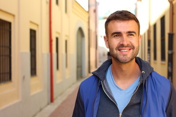 Fototapeta premium Gorgeous man in urban background 
