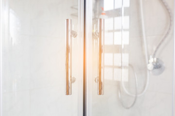 modern bathroom with glass shower cabin