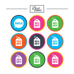 Sale discounts icons. Special offer signs.