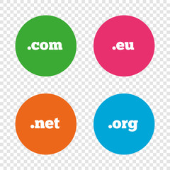 Top-level domains signs. Com, Eu, Net and Org.