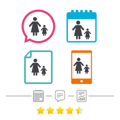 One-parent family with one child sign icon.