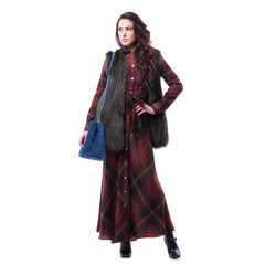 Fashionable woman. Elegant outfit. Close up of accessorise of stylish lady. Insolated on white background. Without face. Female fashion. City lifestyle.