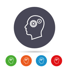 Head with gears sign icon. Male human head.