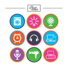 Home appliances, device icons. Ventilator sign.