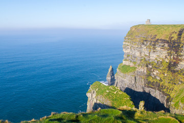 Beautiful landscape at the famous Cliffs of Moher and  O'Brien's Tower in Co. Clare, Europe, ireland