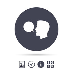 Talk or speak icon. Speech bubble symbol.