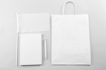 Set of blank items for branding on light background