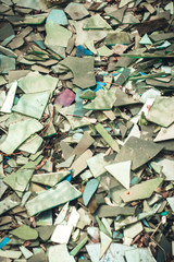 A bunch of a broken mirror. Pieces of broken mirror