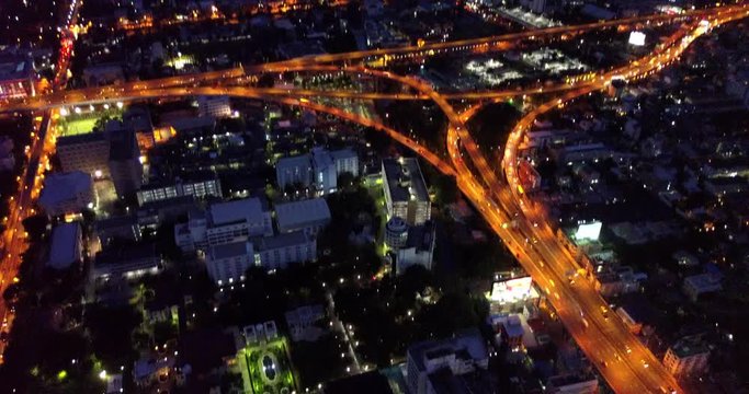 Aerial view of traffic on high way in twilight.