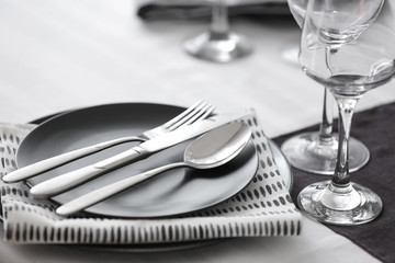 Beautiful festive table setting, closeup