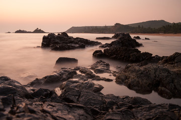 Fototapeta na wymiar Sunset at om beach india