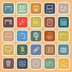 Workspace line flat icons on orange background