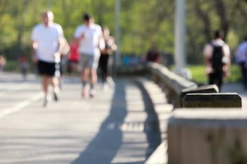Joggers in Central Park NYC in the Morning