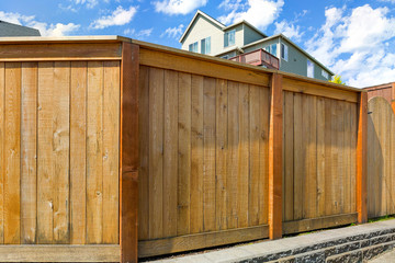 House Backyard Wood Fence with Gate - 151945704