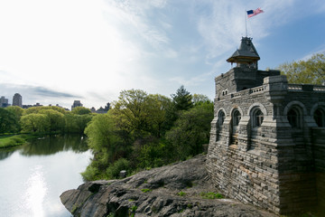 Belvedere Castle NYC Central Park on a Sunny Day - Turtle Pond