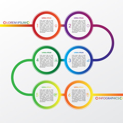 Timeline Infographics.Colorful 6 Steps Modern Business Layout Vector Design.